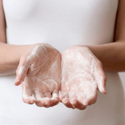 Facial Cleanser Lathered in Hands